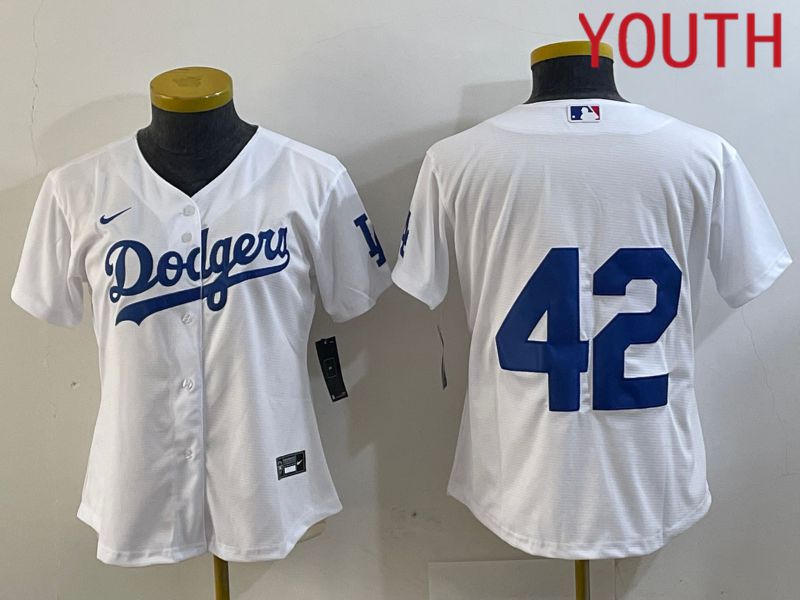 Youth Los Angeles Dodgers #42 Robinson White 2024 Nike MLB Jersey style 2->customized nfl jersey->Custom Jersey
